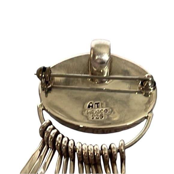 ATI Mexico Sterling Silver Lapis Fringe Brooch. Pre owned - Picture 3 of 3